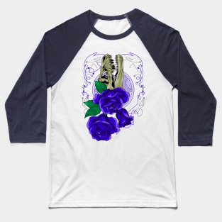 rose blue skull Baseball T-Shirt